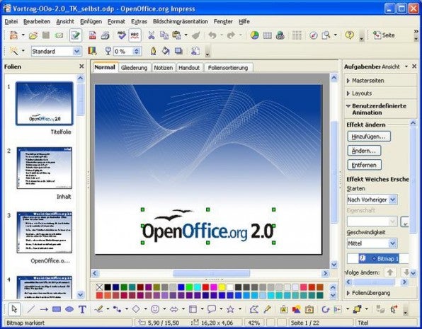 Impress, das OpenOffice-Pendant zu Powerpoint, bietet umfassende Möglichkeiten zum Erstellen von ansprechenden Präsentationen.