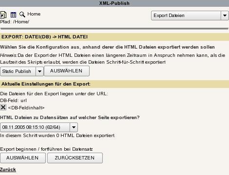Export der HTML-Dateien.