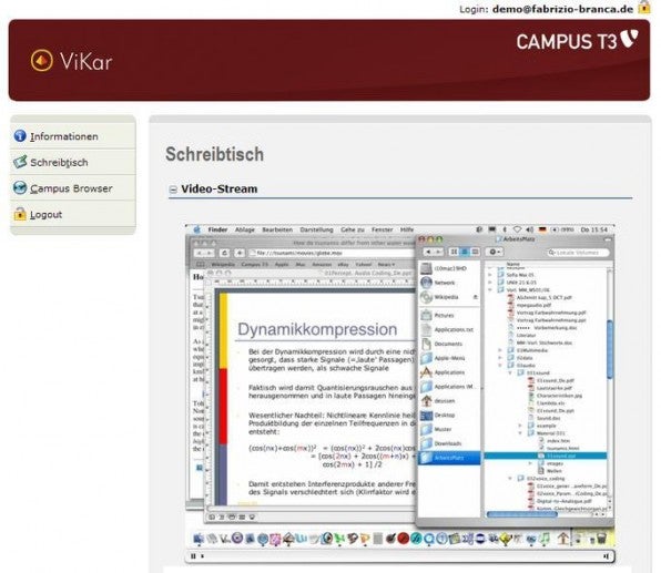 Campus T3 kann Dateien wie PDFs oder Flash-Videos direkt auf dem Schreibtisch darstellen.