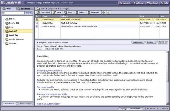 LaszloMail, ein komplett in OpenLaszlo entwickelter Webmail-Client.