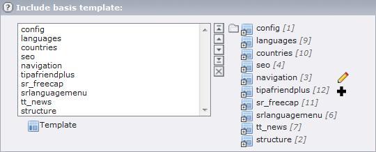 TypoScript-Templates, die unterschiedliche Aspekte behandeln, werden im Basis-Template der Root-Page zusammengeführt.