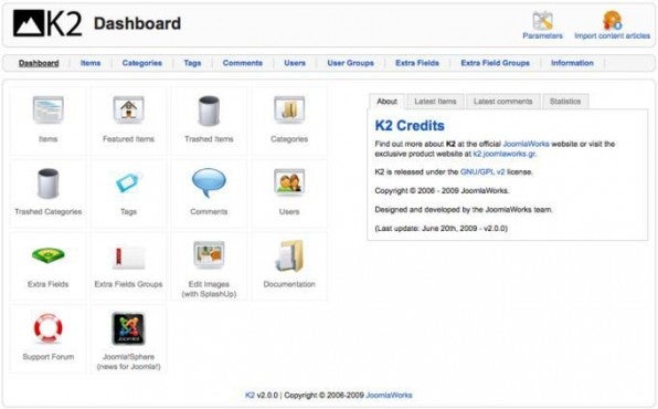 „K2“ bietet Administratoren ein umfangreiches Dashboard.