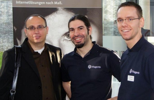 Roy Rubin, Thomas Fleck und Rico Neitzel (v.l.) auf der Meet Magento #1.09.