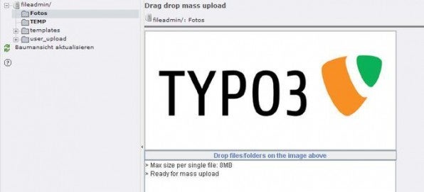 Mit der Extension „Drag Drop Mass Upload“ lassen sich mehrere Dateien oder Ordner auf einen Schlag komfortabel auf den Server übertragen.