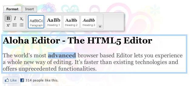 Das Floating-Menü des Aloha Editors zeigt immer nur die Funktionen, die im jeweiligen Kontext benötigt werden. Das Floating-Menü des Aloha Editors zeigt immer nur die Funktionen, die im jeweiligen Kontext benötigt werden.