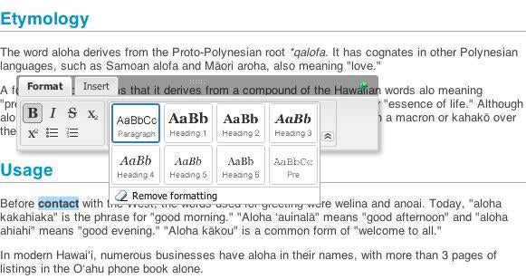 Inhalte zu bearbeiten, ohne eine Markup-Sprache oder andere Syntax zu beherrschen – Aloha Editor machts möglich.