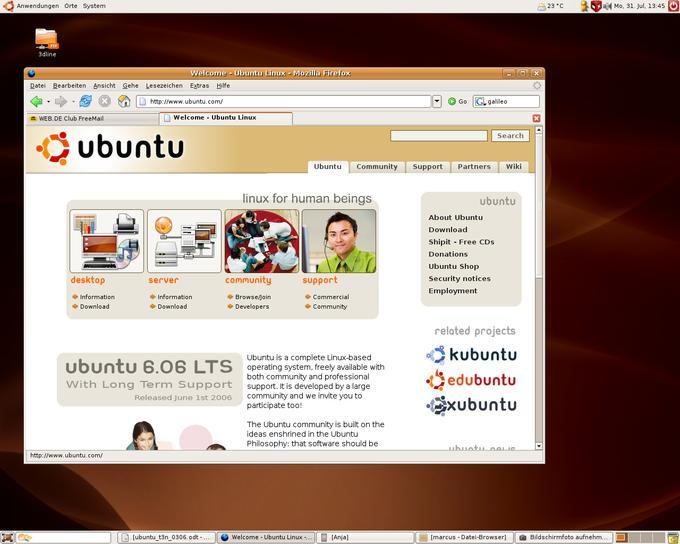 Ubuntus aktuelle Version Dapper Drake präsentiert sich optisch erneuert.