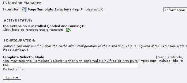 Konfigurationsmöglichkeit im Page Template Selector basierend auf Einträgen in ext_conf_template.txt