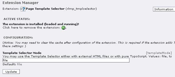 Konfigurationsmöglichkeit im Page Template Selector basierend auf Einträgen in ext_conf_template.txt Konfigurationsmöglichkeit im Page Template Selector basierend auf Einträgen in ext_conf_template.txt