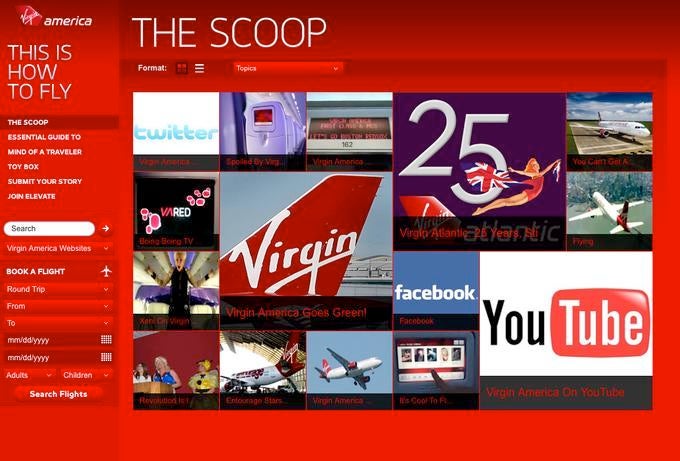 Die Fluglinie Virgin Airlines ist sehr aktiv im Social Web und kommuniziert mit ihren Kunden unter anderem über eine spezielle Community-Website.