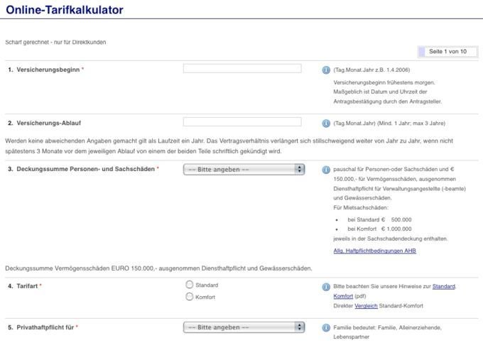 Die Karlsruher Medienversicherung hat ihren Schritt-für-Schritt-Tarif-Kalkulator mit der „pbsurvey“-Extension realisiert. Die Karlsruher Medienversicherung hat ihren Schritt-für-Schritt-Tarif-Kalkulator mit der „pbsurvey“-Extension realisiert.