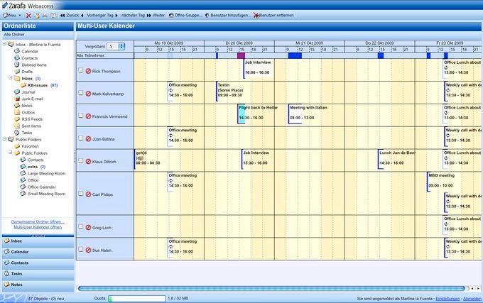 Alles im Blick mit dem Multi-User-Kalender im Zarafa Webaccess.