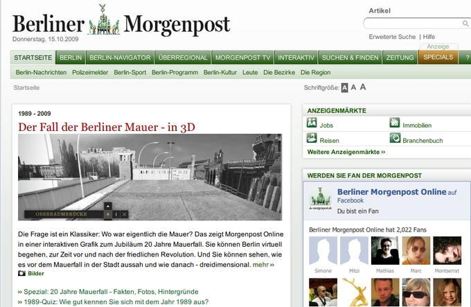 Die Berliner Morgenpost verwendet das Fan-Box-Widget als Marketing-Tool.