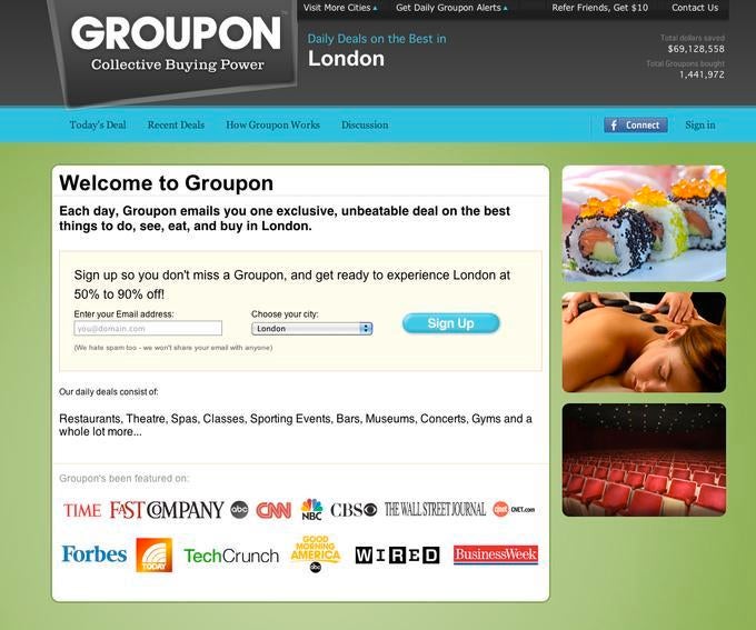 Startups wie Groupon bieten ihren Nutzern lokale Rabatte.