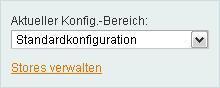 Diese Auswahlbox ist fester Bestandteil des Magento-Backends und erlaubt den Wechsel zwischen verschiedenen Konfigurationsbereichen.