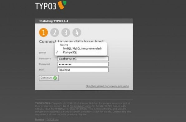 Der Installer zeigt in der neuen Version von TYPO3 je nach installiertem PHP-Modul weitere Optionen an.