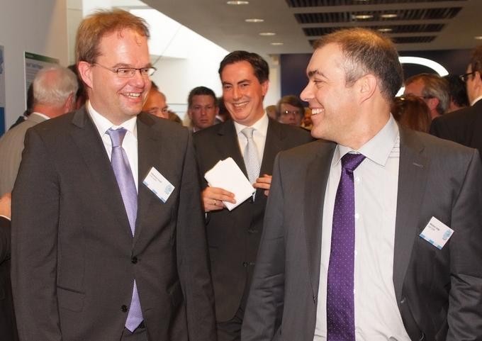 Sebastian Steibl (li.) und Nikolaus Lange (re.) im September 2010 auf dem Event zu 10 Jahren Intel in Braunschweig.