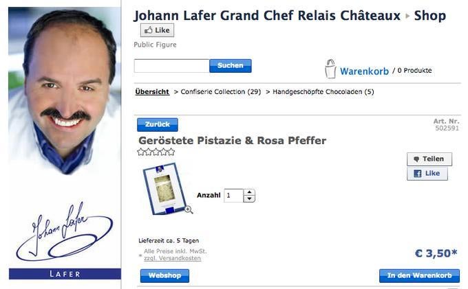 Johann Lafer setzt auf einen Facebook-Shop innerhalb seiner Facebook-Seite.