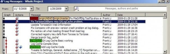 Der Desktop-Client Tortoise Git stellt neben einzelnen Dateien auch den aktuellen Branch grafisch dar.
