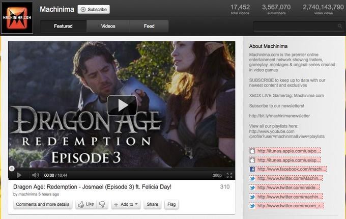 Unterhaltung und Information: Bei Machinima gibt es nicht nur Trailer zu Spielen, sondern auch Gameplay-Videos und exklusive Serien mit Videospielkontext zu sehen.