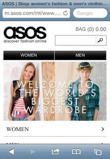 Der Modeshop Asos bietet eine optimierte Webseite für mobile Geräte.