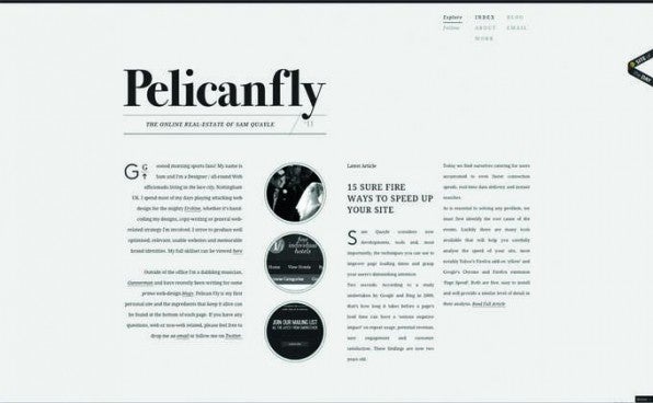 Eine große Logotypografie und viel Weißraum lässt eine Website kontrastreich erscheinen. Eine große Logotypografie und viel Weißraum lässt eine Website kontrastreich erscheinen.