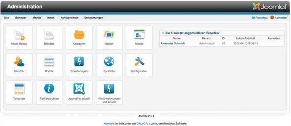 Das Backend von Joomla ist übersichtlicher geworden. Das Backend von Joomla ist übersichtlicher geworden.