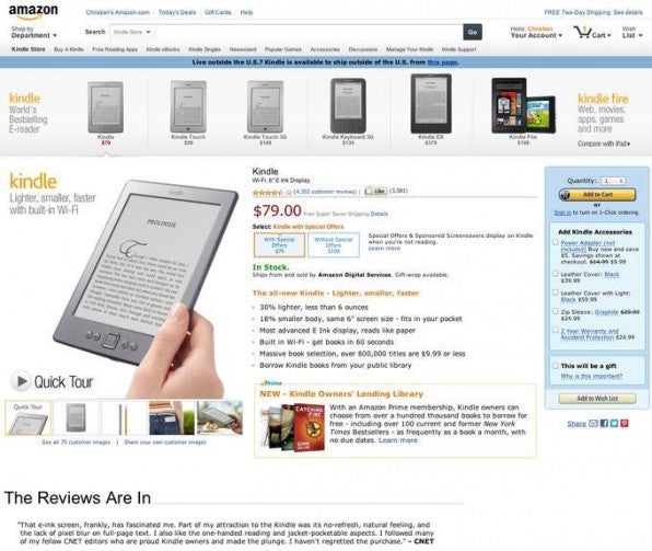 Die Hauptelemente der neuen Amazon-Site sind nun auch Touch- und Tablet-freundlich. Insgesamt ist die Site aufgeräumter und ruhiger.