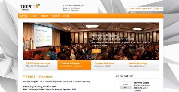 TYPO3-Conference 2011: Die erste Website, die TYPO3 5.0 nutzt.