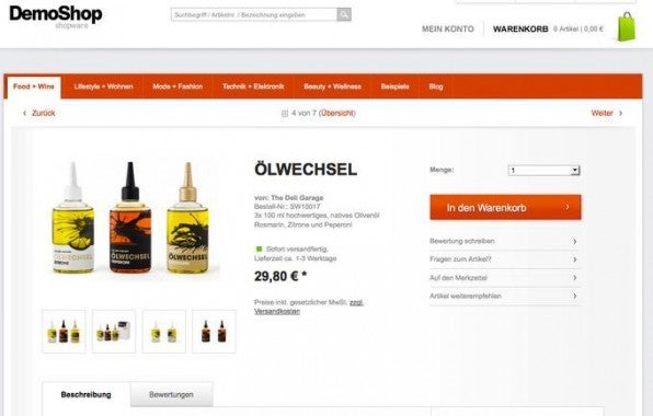 Die Shop-Oberfläche wirkt sehr aufgeräumt und übersichtlich.