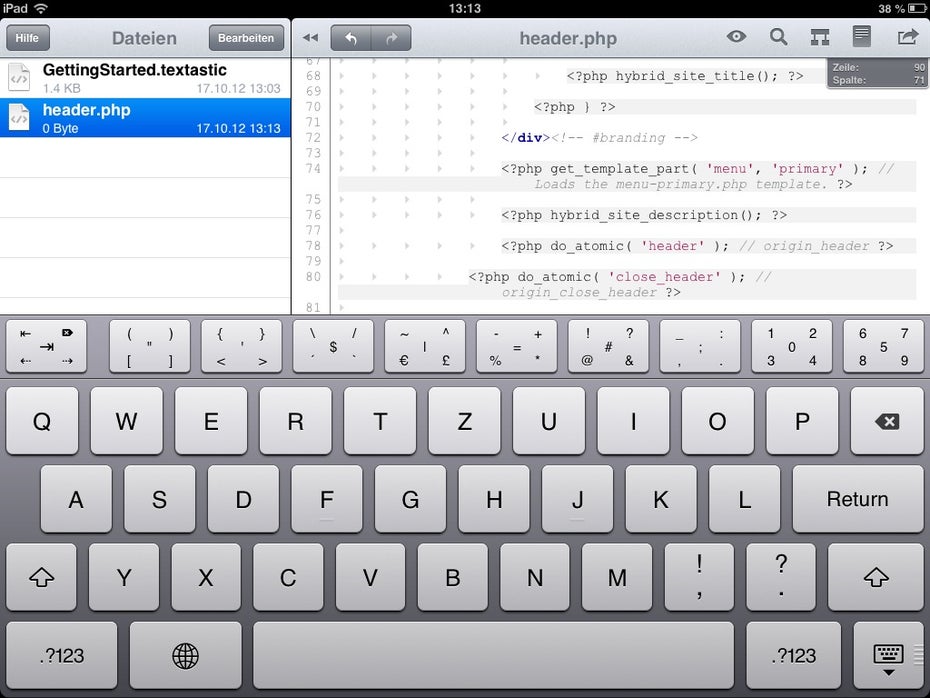 Textastic gehört unter iPad-Besitzern zu den beliebtesten Code-Editoren.