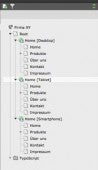 Jede Website-Variante hat ihren eigenen Menübaum.
