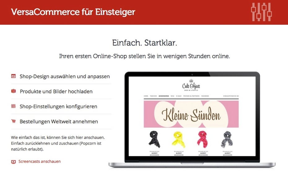 Der Shop-Baukasten von Versacommerce ist in vier Varianten erhältlich.