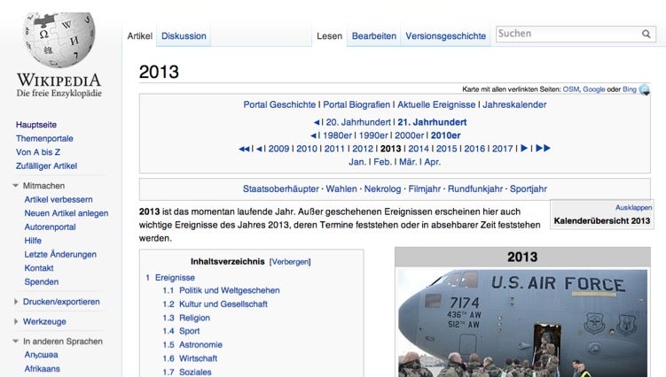 Themenfindung mit Wikipedia: Die Online-Enzyklopädie informiert zum Beispiel über relevante Gedenktage.
