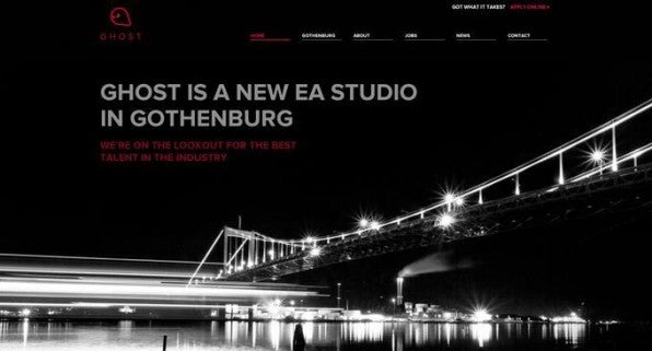 Die Homepage von Studio Ghost ist ein gutes Beispiel für Flat Design. Mit starken Farben und Kontrasten schafft es die Website, eine ausgezeichnete Lesbarkeit mit auffälligem Design zu kombinieren.