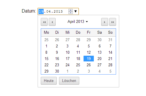 Nativer Datepicker im Google Chrome.