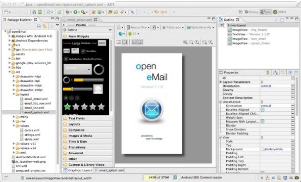 Die Android Developer Tools (ADT) beinhalten einen visuellen Editor, der bei der Gestaltung des Android-UI behilflich ist.