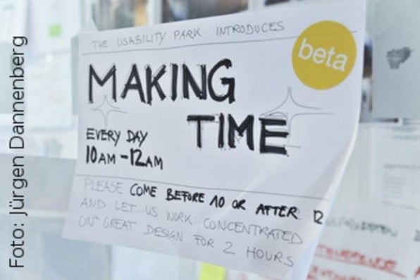Das Team testet gerade eine tägliche „Making Time“, bei der es heißt: Hochproduktive Arbeitsphase, bitte nicht stören!