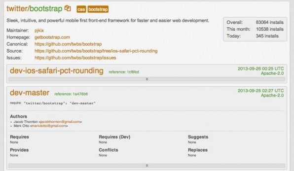 Twitters Bootstrap bei Packagist. Twitters Bootstrap bei Packagist.