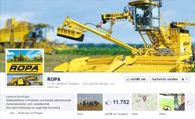 ROPA Maschinenbau ist seit 2011 auf Facebook aktiv und nimmt seine Fans mit seiner echt-bayerischen Kommunikation ein.