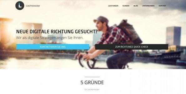 Grenzenloses Webdesign auf der Homepage der Agentur Liechtenecker: Großzügige Bilder oder Videos bis an den Rand der Site.