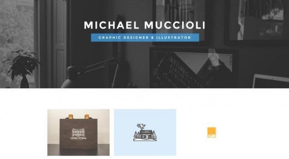 Die Homepage des Designers Micheal Mussiolo zeigt wunderschönes Flat-Design – aber auch das Usability-Problem, das Grafik-Auszeichnungen und Buttons gleich aussehen.