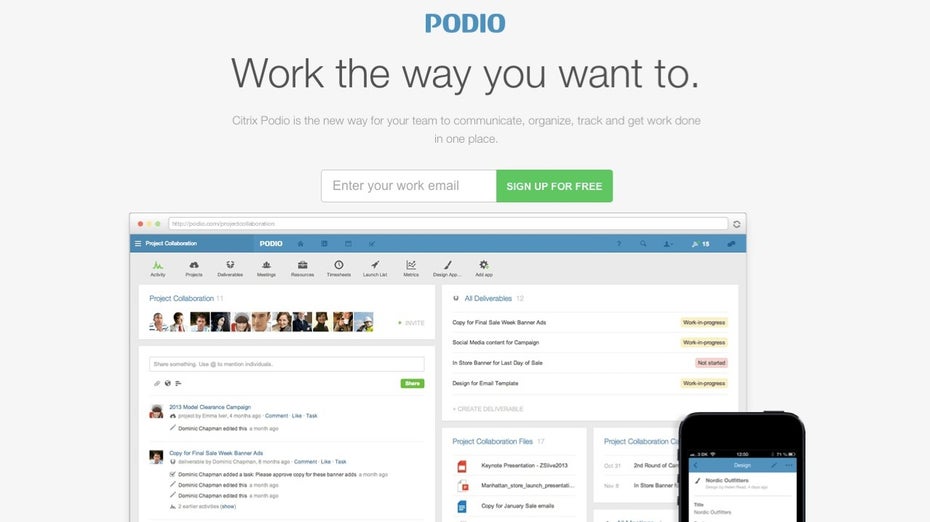 Podio-Anwender können eigene, aufgabenspezifische Business-Apps erstellen.