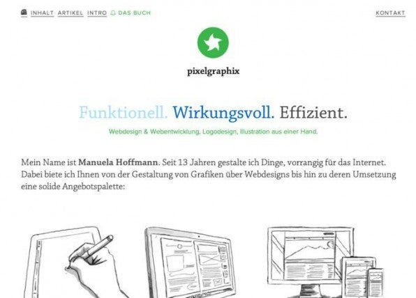 Die Webdesignerin Manuela Hoffmann arbeitet in ihrem Blog pixelgraphix mit einer harmonischen Schriftkombination. Die Webdesignerin Manuela Hoffmann arbeitet in ihrem Blog pixelgraphix mit einer harmonischen Schriftkombination.