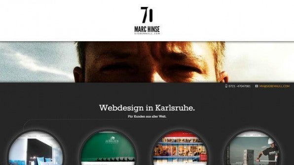 Gestrichelte Linien können die Nutzer durch den One-Pager führen, wie hier auf der Seite des Webdesigners Marc Hinse.