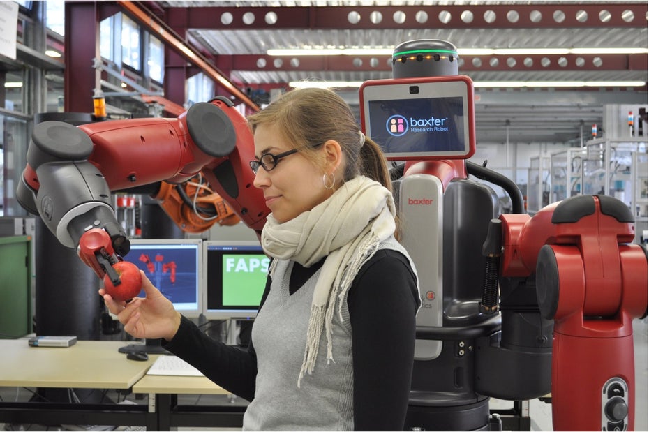Baxter ist einer der ersten Industrie-Roboter, in deren Nähe Menschen gefahrlos gehen können.