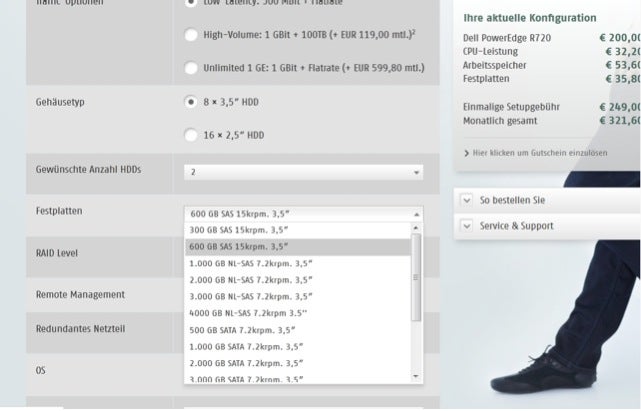 Frei wählbar: Bei Hosteurope gibt es Konfigurationsfreiheit wie direkt beim Hardware-Verkäufer.