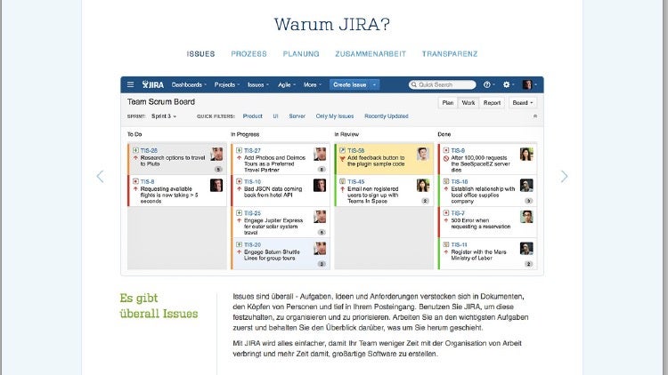 Von der Softwareschmiede Atlassian entwickelt, zählt Jira zu den besten Projektmanagement-Lösungen für Entwickler-Teams. (Screenshot: atlassian.com)