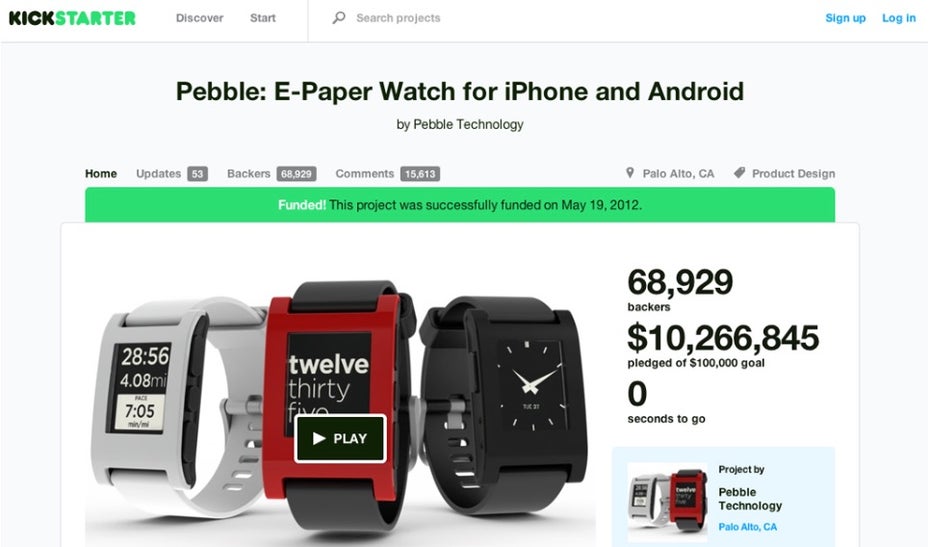 Das Team der Pebble Smartwatch zeigte bei seiner Crowdfunding-Kampagne, wie man mit Stretch Goals immer wieder zur Unterstützung motivieren kann.