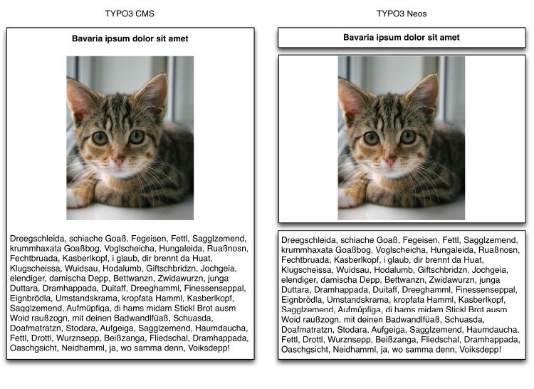 Migration von TYPO3 CMS zu Neos: Beim Import wurden „Text mit Bild“-Elemente in ihre Bestandteile zerlegt.